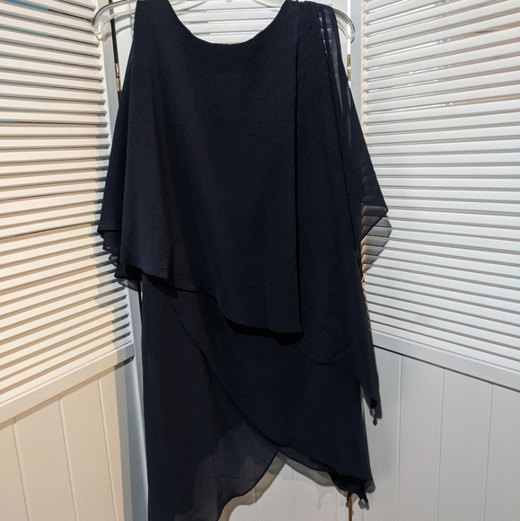 2 Piece Navy Chiffon Women's Pantsuit - Picture 2 of 6